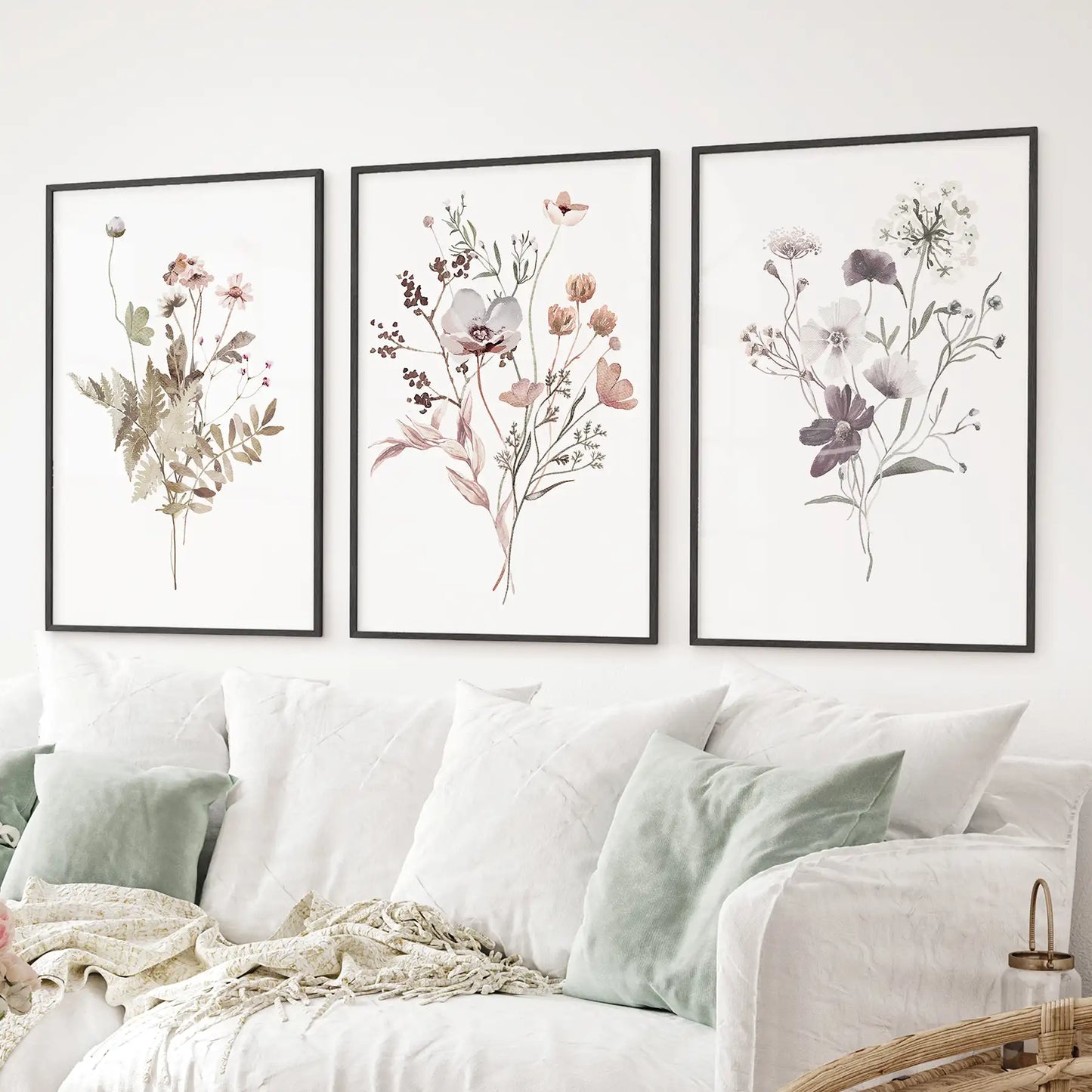 Meadow Wildflower Print Set of 3 Pieces. Watercolor Botanical Prints  (online exclusive)