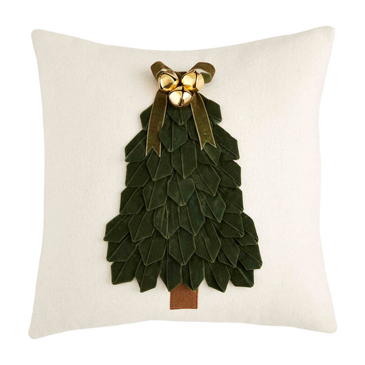 SQUARE VELVET RIBBON TREE PILLOW