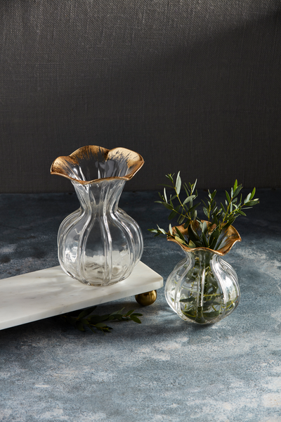 SMALL GOLD EDGE RUFFLE VASE