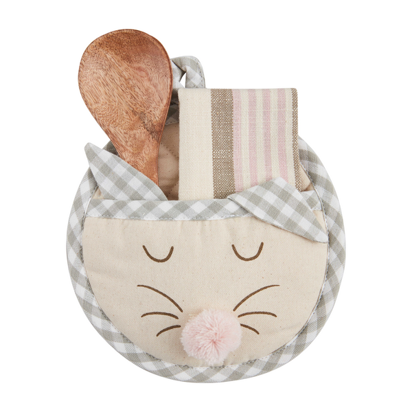 CIRCLE BUNNY POT HOLDER SET