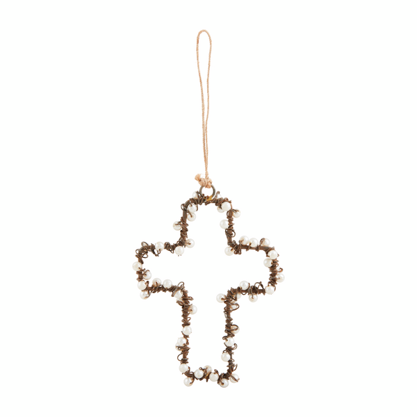 CROSS PEARL WIRE ORNAMENT