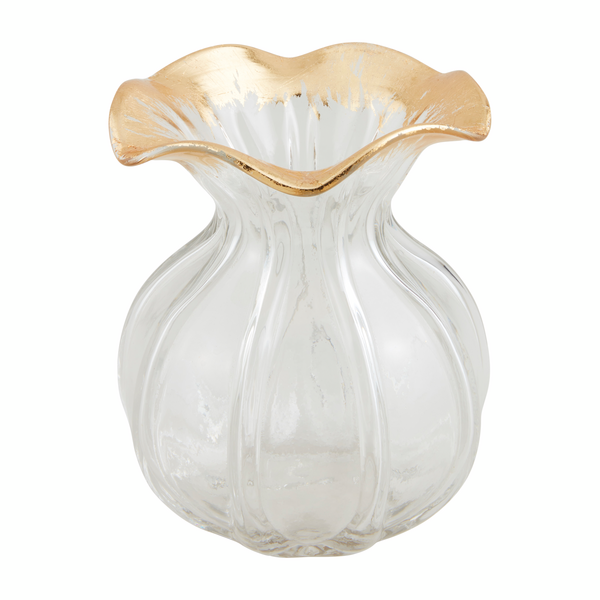 SMALL GOLD EDGE RUFFLE VASE