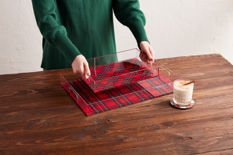 TARTAN ACRYLIC TRAY SET