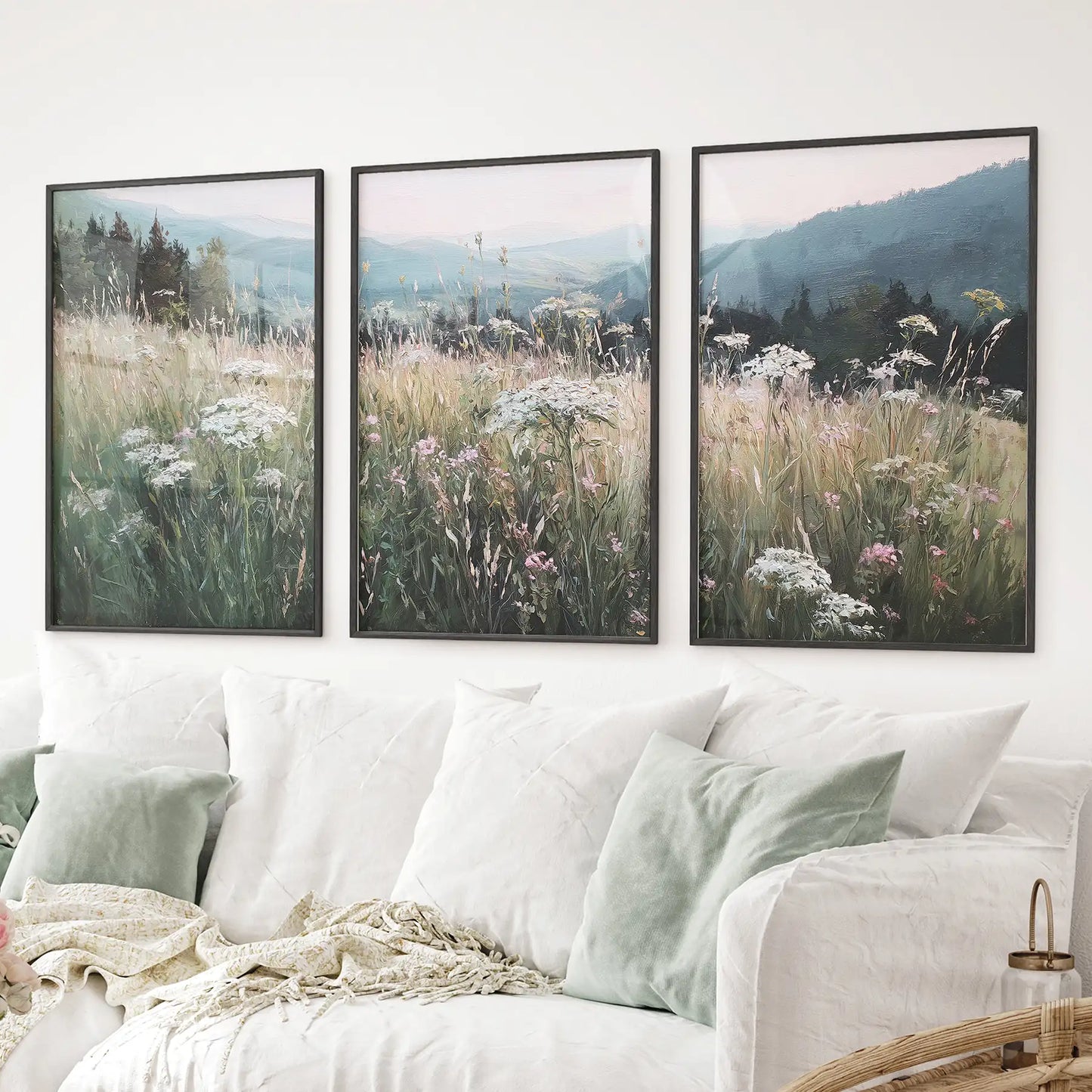 Meadow Landscape Wall Art Set of 3. Nature Prints  (online exclusive)