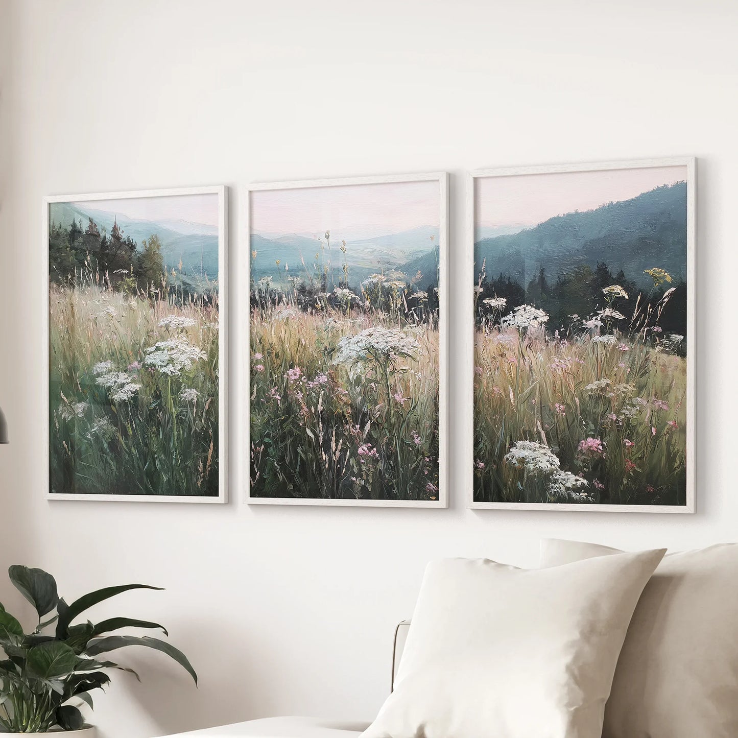 Meadow Landscape Wall Art Set of 3. Nature Prints  (online exclusive)