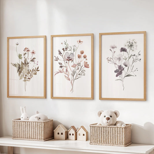 Meadow Wildflower Print Set of 3 Pieces. Watercolor Botanical Prints  (online exclusive)