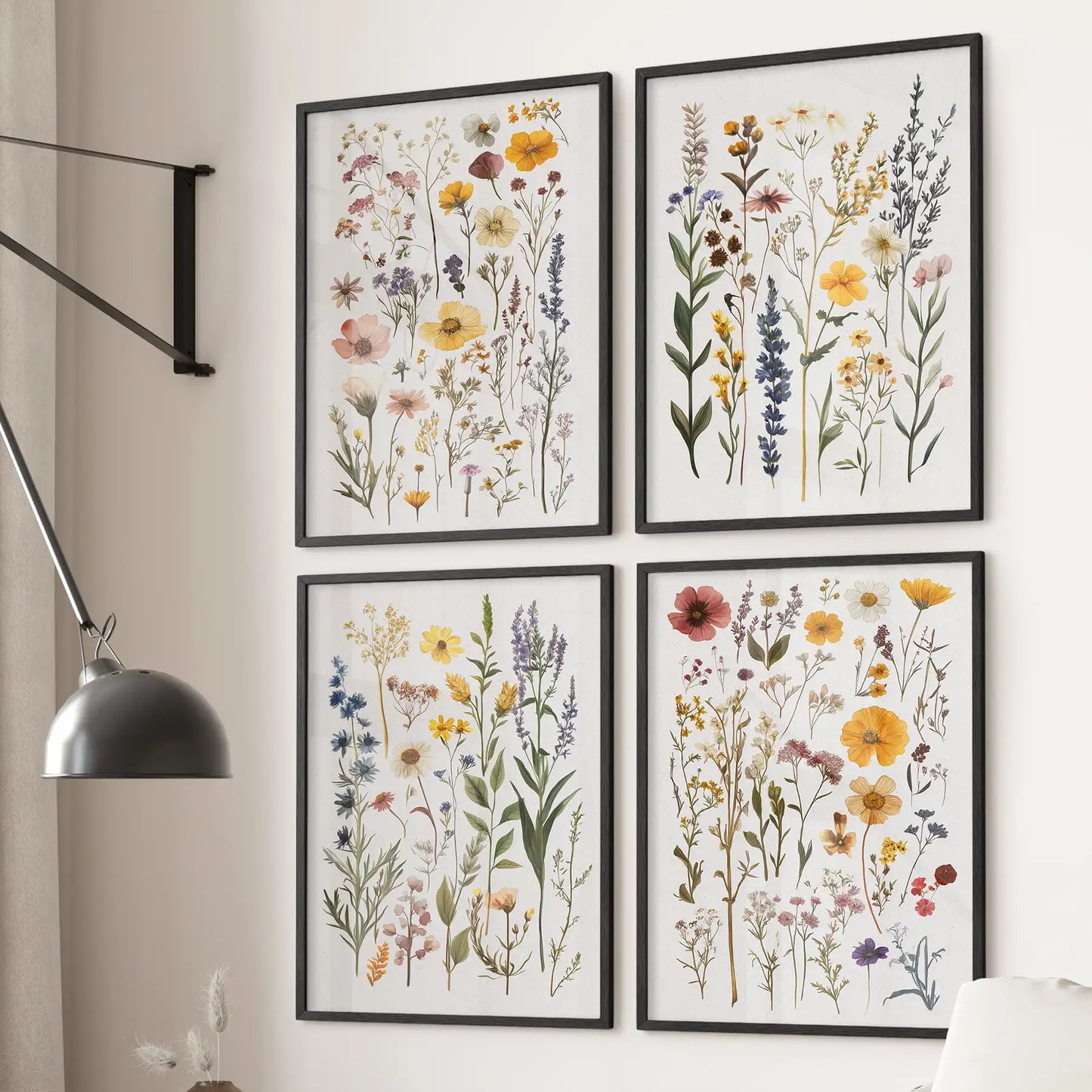 Wildflower Wall Art Set of 4. Vintage Botanical Prints  (online exclusive)