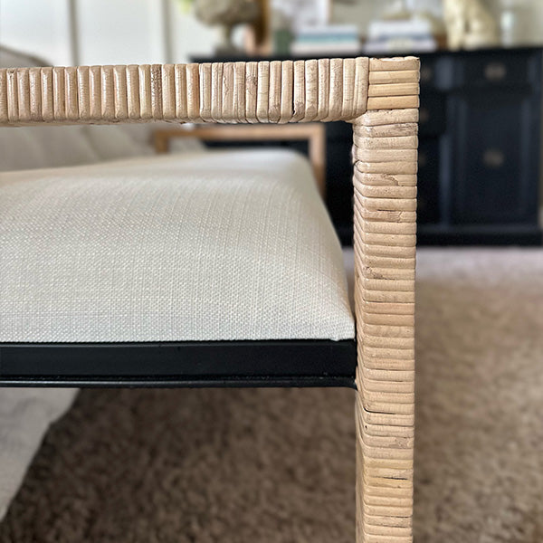 Woven Rattan Wooden Bench (Online Exclusive)