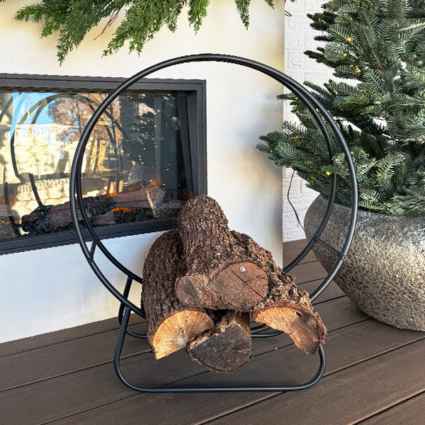 Black Iron Loop Fireplace Log Holder (Online Exclusive)