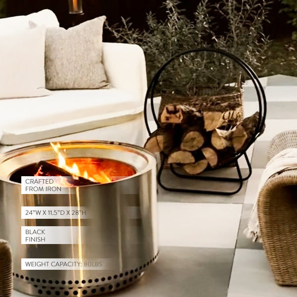 Black Iron Loop Fireplace Log Holder (Online Exclusive)