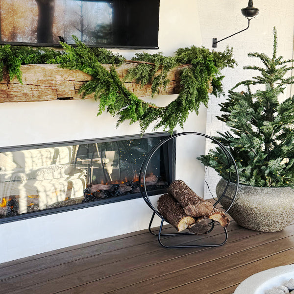 Black Iron Loop Fireplace Log Holder (Online Exclusive)