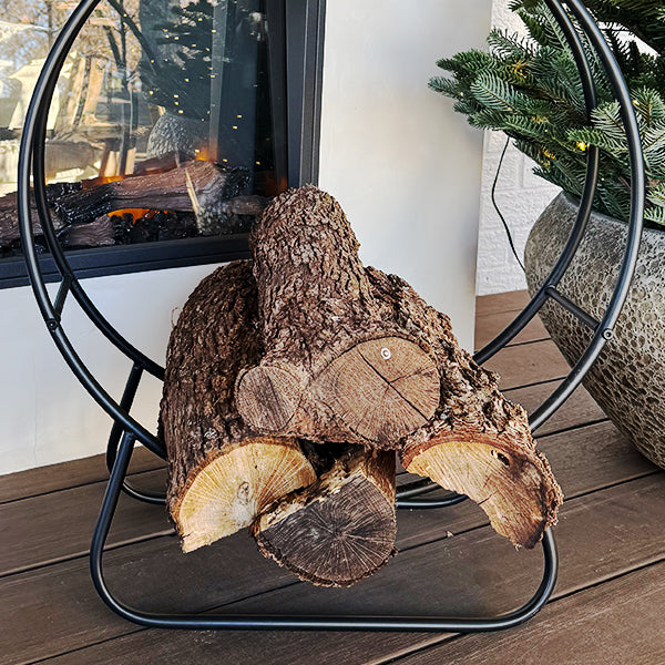 Black Iron Loop Fireplace Log Holder (Online Exclusive)