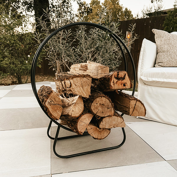 Black Iron Loop Fireplace Log Holder (Online Exclusive)