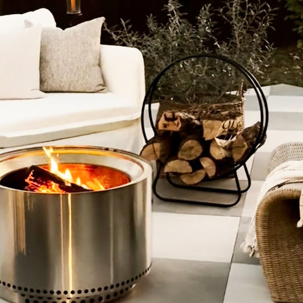 Black Iron Loop Fireplace Log Holder (Online Exclusive)