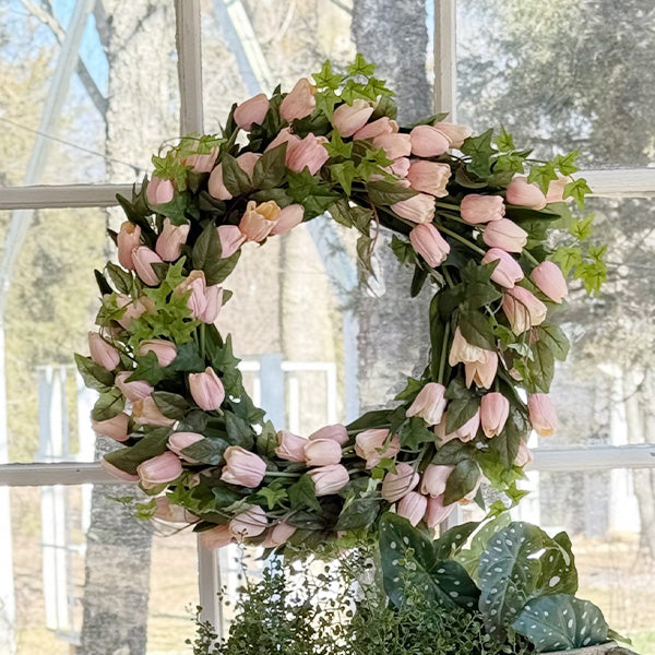 Faux Soft Pink Tulip Wreath (Online Exclusive)