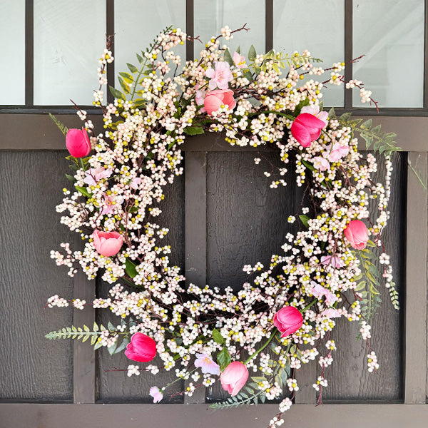 26 Inch Pink Blossom Wreath (Online Exclusive)