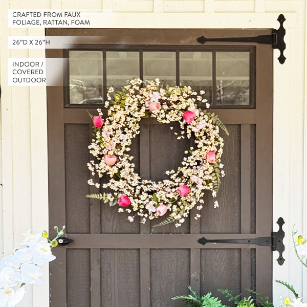 26 Inch Pink Blossom Wreath (Online Exclusive)