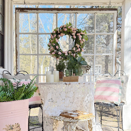 Faux Soft Pink Tulip Wreath (Online Exclusive)