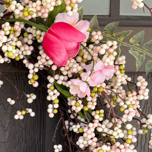 26 Inch Pink Blossom Wreath (Online Exclusive)