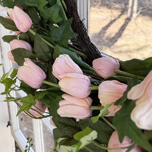 Faux Soft Pink Tulip Wreath (Online Exclusive)