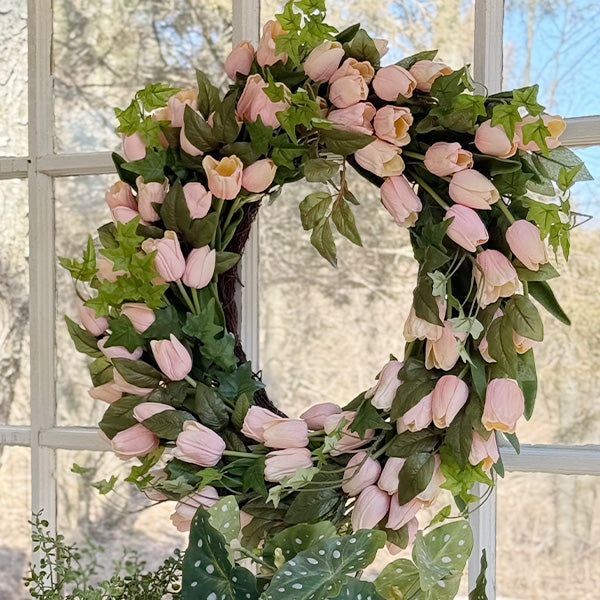 Faux Soft Pink Tulip Wreath (Online Exclusive)
