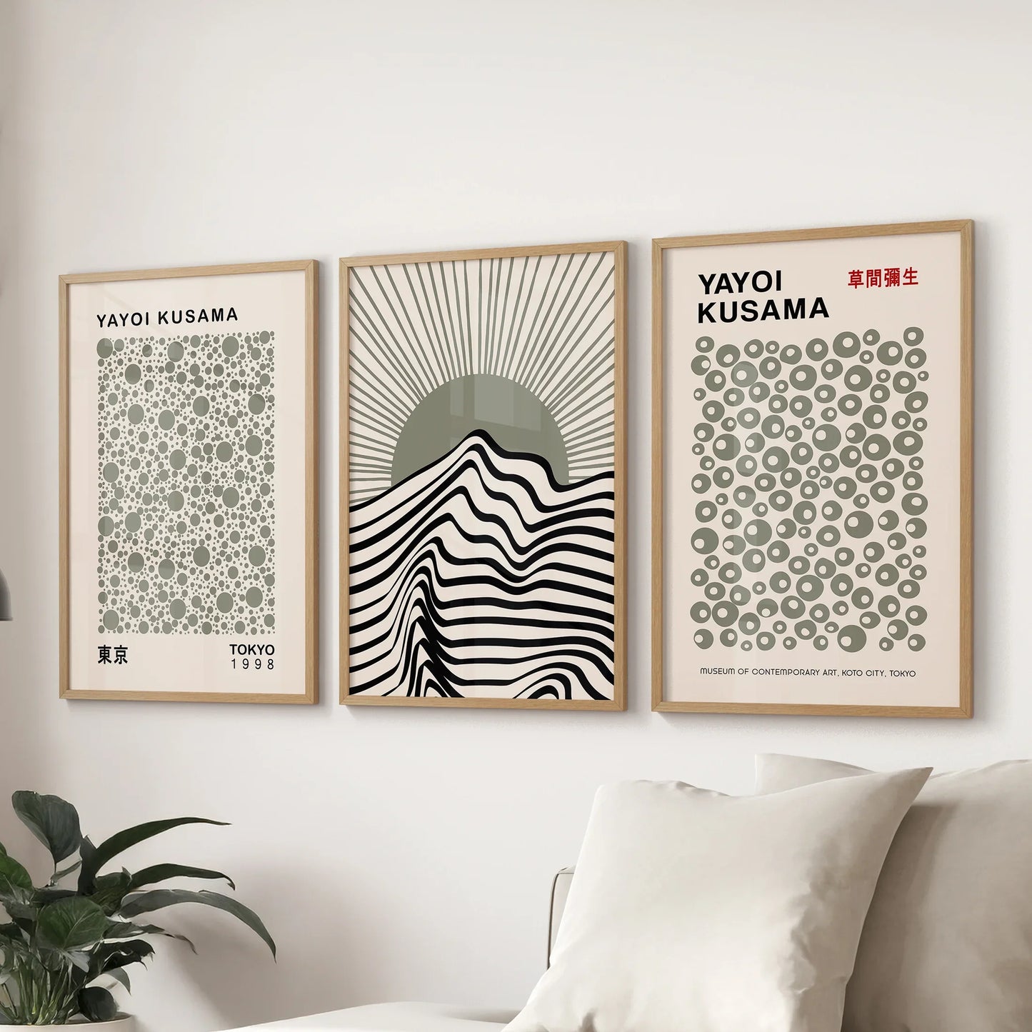 Exhibition Style Wall Art. Set of 3 Sage Green Bauhaus  Prints for Apartment or Dorm  (online exclusive)