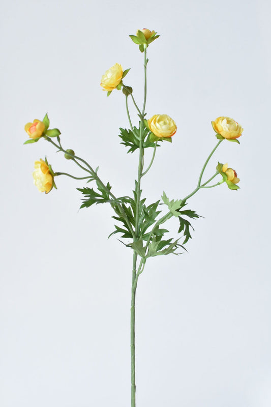 22" Faux Mini Yellow Ranunculus Stem (Online exclusive)