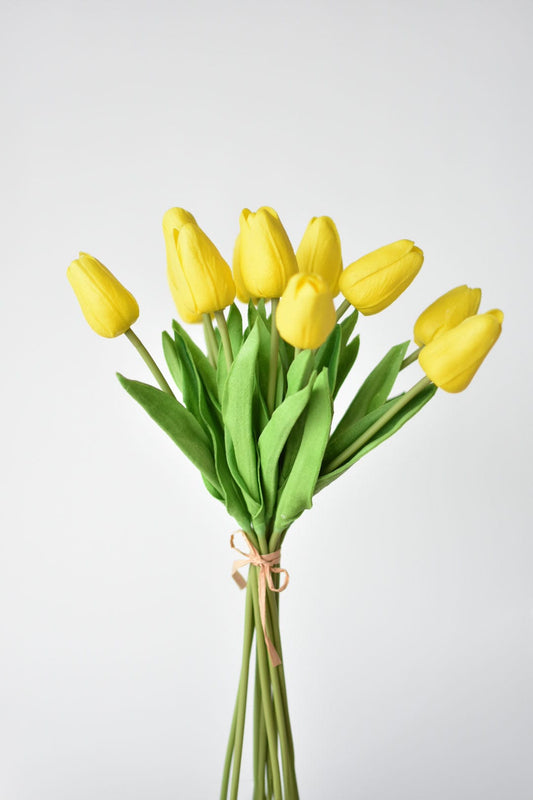 13.5" Faux Real Touch Yellow Tulip Bundle : 12 Stems  (online exclusive)