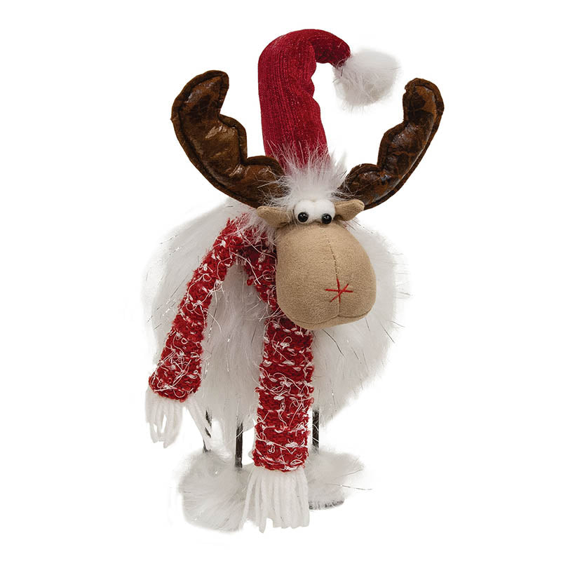 White Wooble Moose with Red Velvet Hat