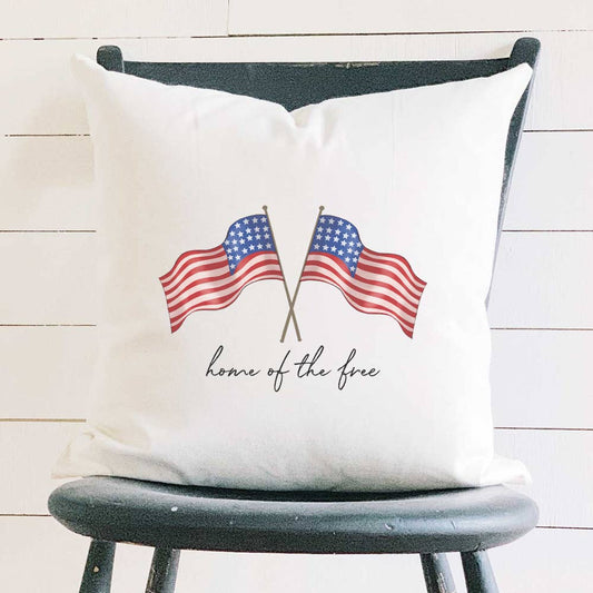 Home of the Free Flags Canvas Pillow
