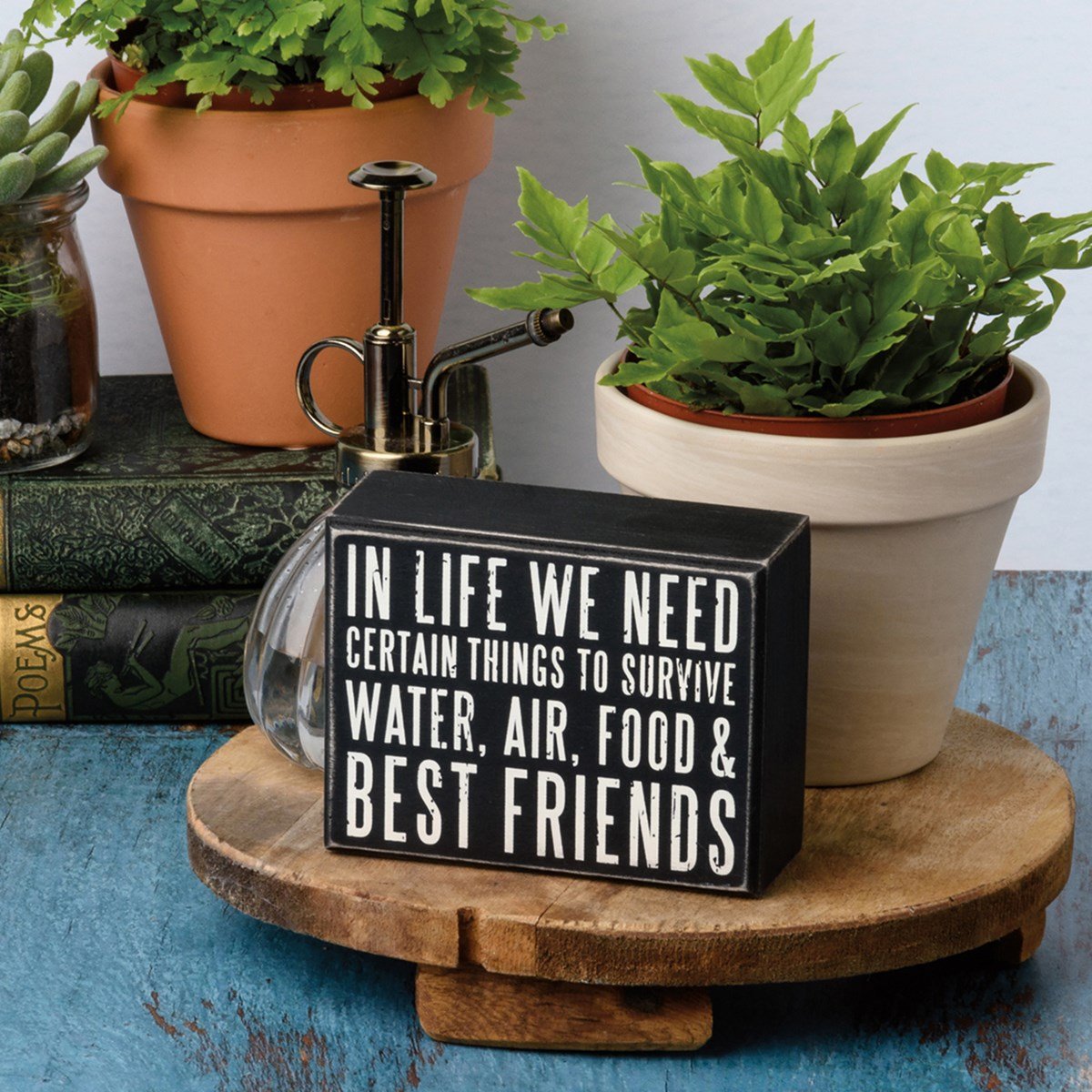 Water Air Food & Best Friends Box Sign