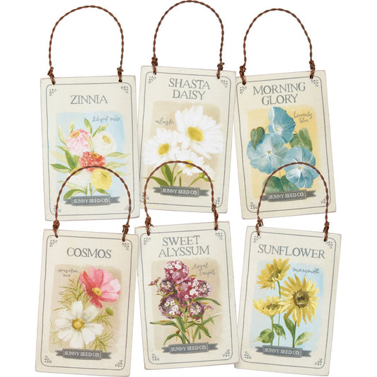 Flower Seed Packets Ornament Set