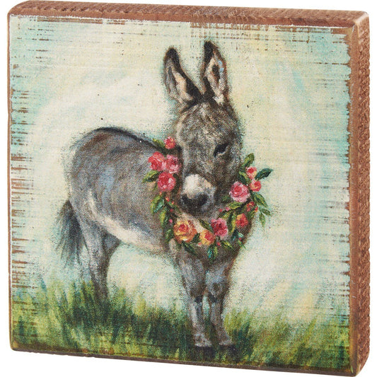 Donkey and Wreath Block Sign