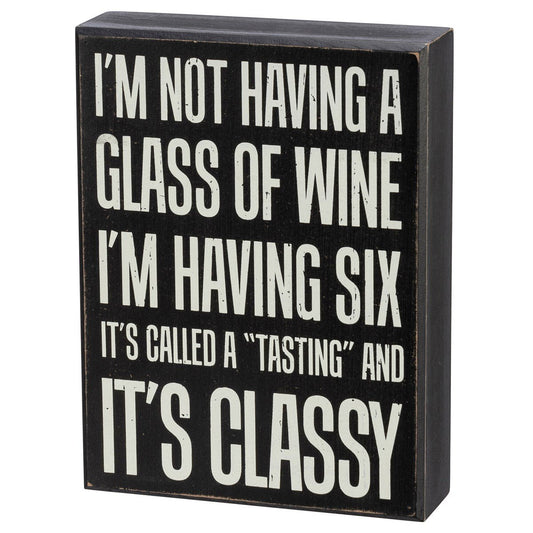 A Glass Of Wine Box Sign