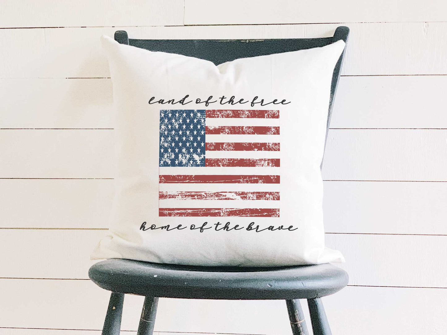 American Flag Canvas Pillow