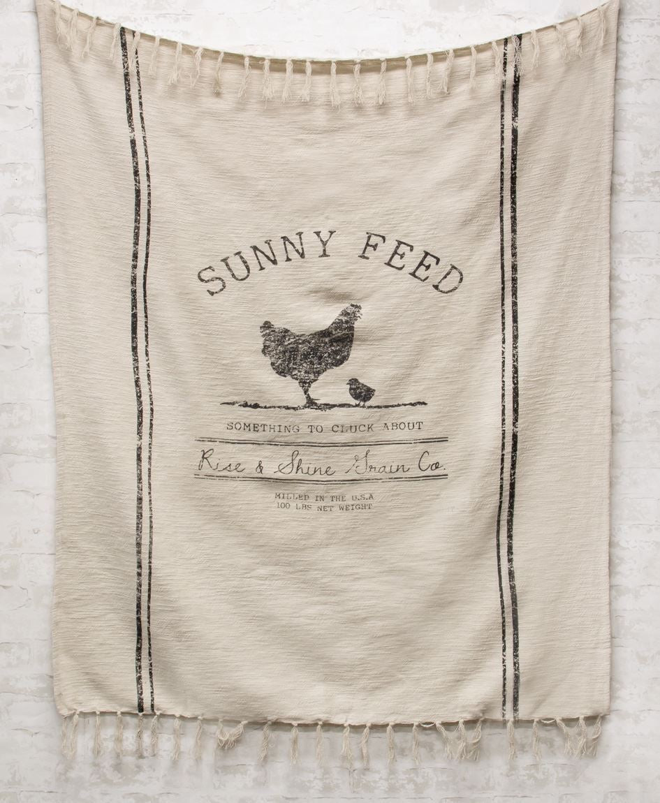 Sunny Feed Farmhouse Throw - Chickens