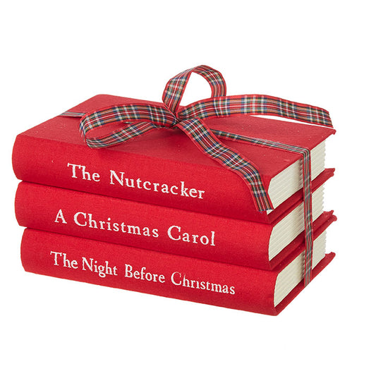 Red Christmas Stacked Books