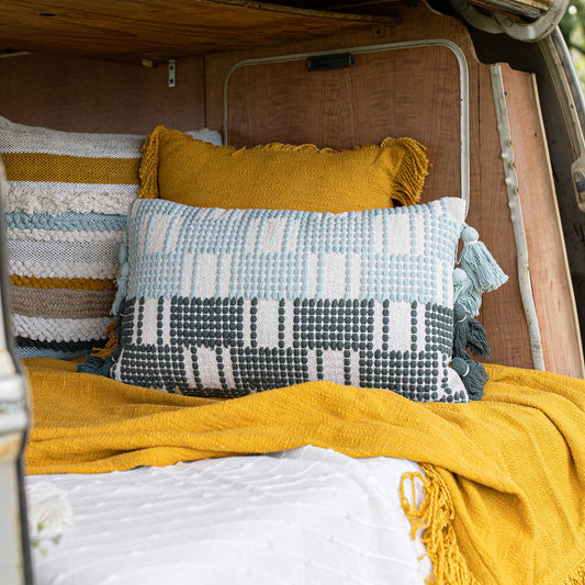 14X22 Hand Woven Madden Pillow Turquoise