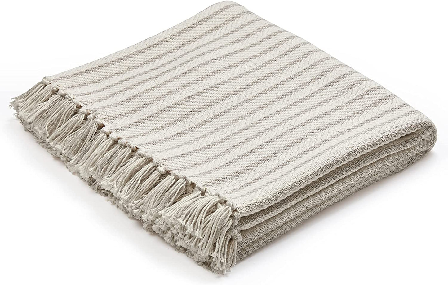 Cream Beige Pinstripe Throw Blanket