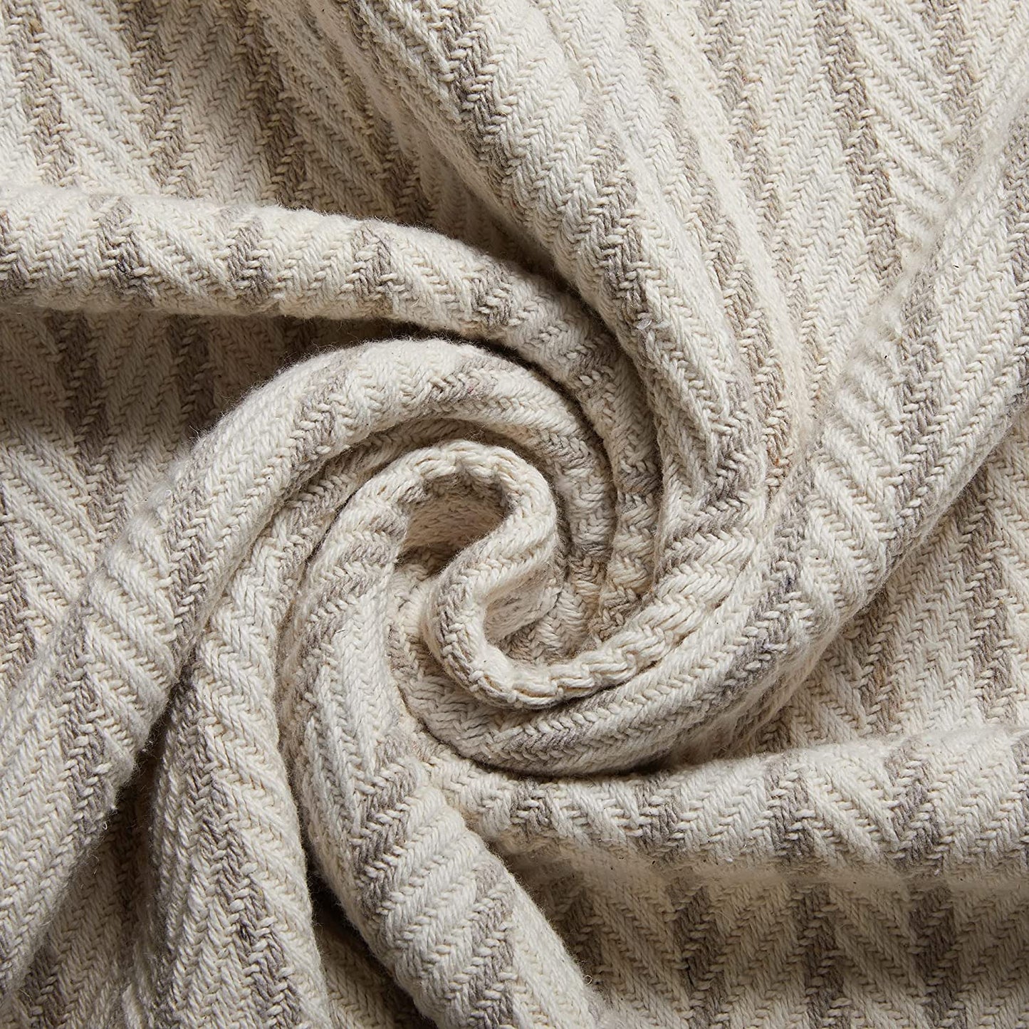 Cream Beige Pinstripe Throw Blanket