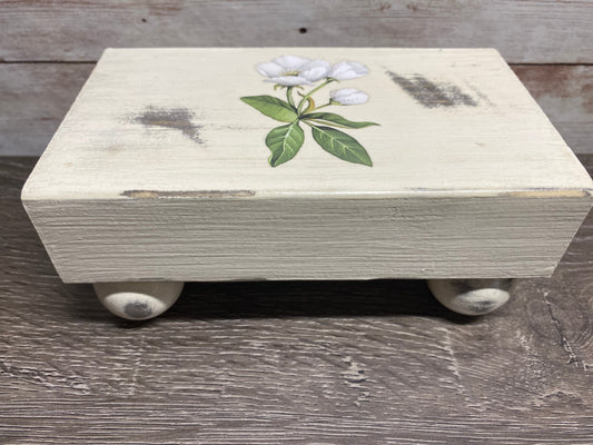 Quince Floral Rustic Wood Riser