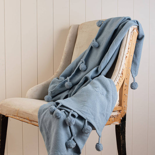 Hand Woven Pilar Throw Blue