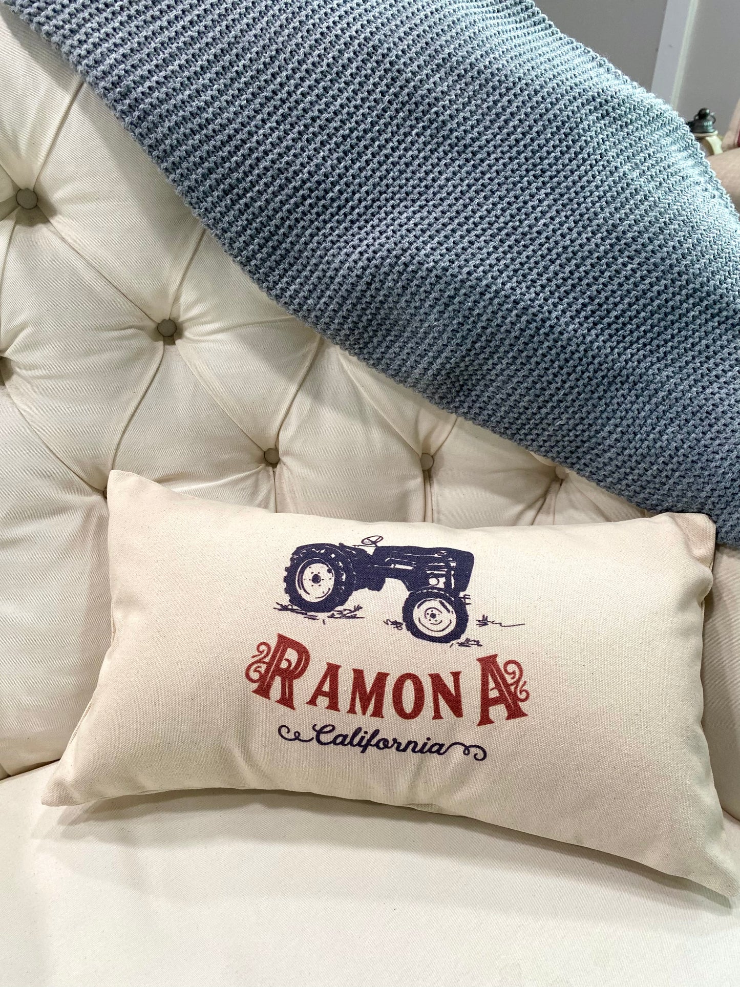 Ramona Vintage Tractor Canvas Pillow