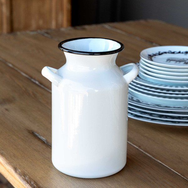 Farmhouse Enamelware Milk Can Vase
