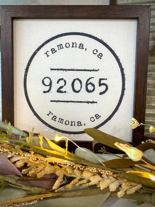 Ramona Postmark Stamp Framed Sign