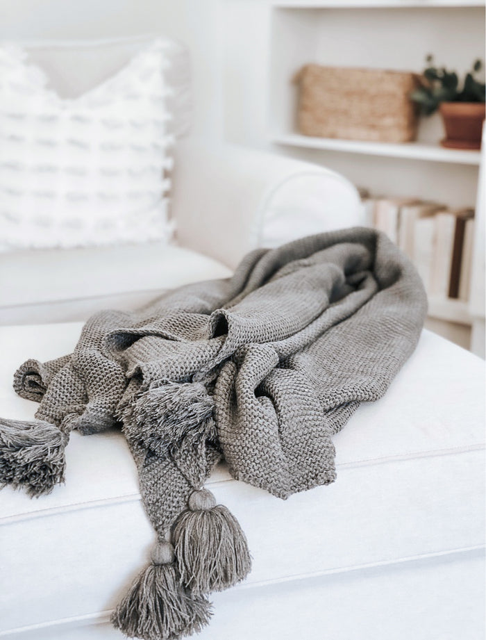 Gray knit online blanket