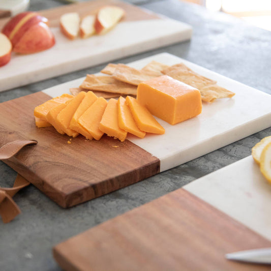 White Marble Wood Square Cutting Board Small