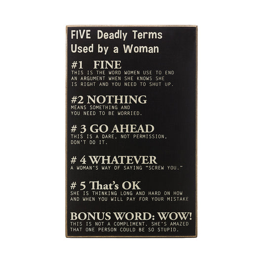 Five Deadly Terms By Women