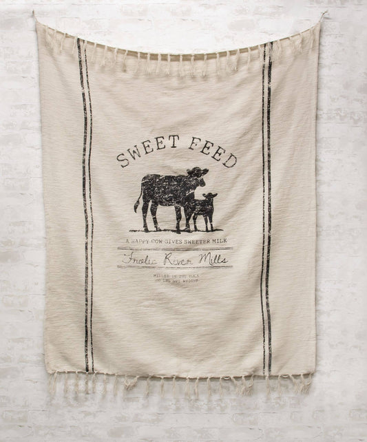 Sweet Feed Farmhouse Throw - Cows