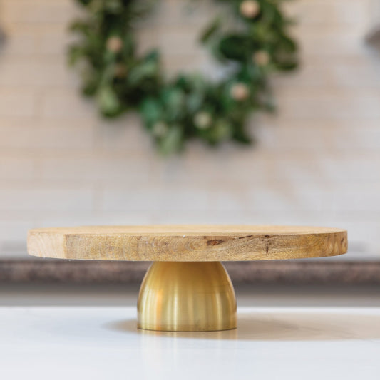 Wood and Gold Cake Stand/Dip Platter